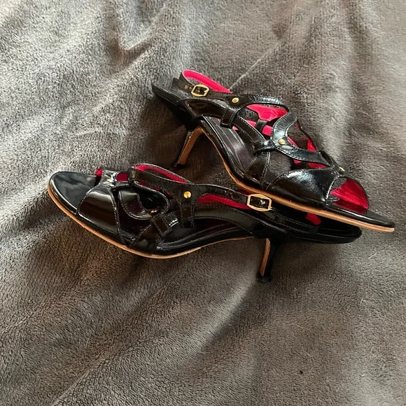 Sale 🔥 Alexander McQueen Black Patent Leather Heels Strap Sandals Size 6 - Picture 5 of 9